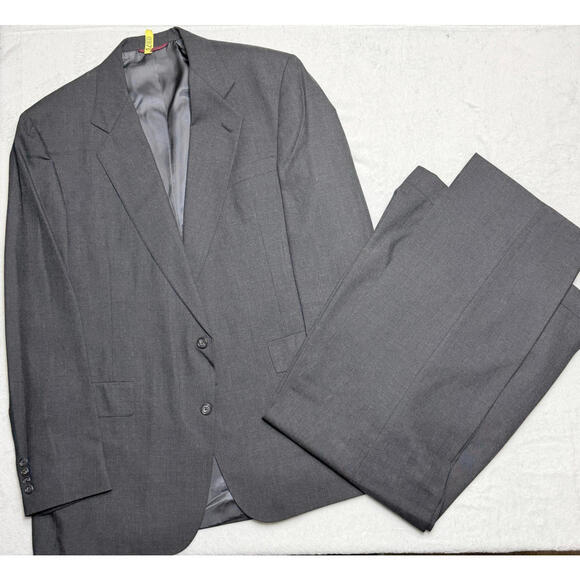 Hart Schaffner Marx Mens 2-Piece Wool Suit 44L 46L 38W Charcoal Gray